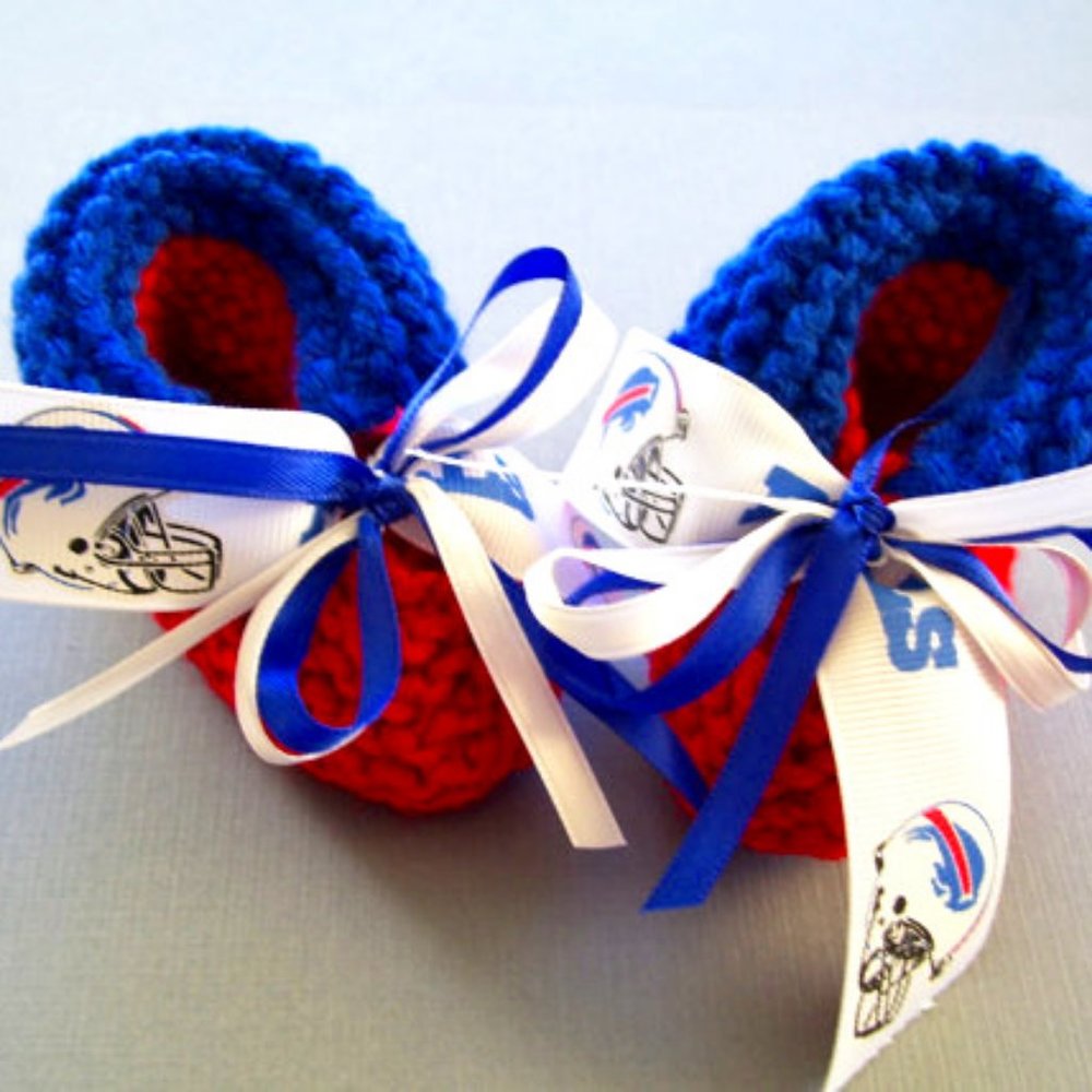 Buffalo BILLS Handmade Football Baby Booties *NEW*